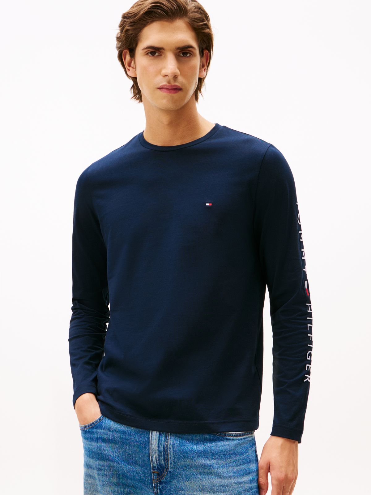 Slim Logo Long Sleeve T-Shirt — Blue