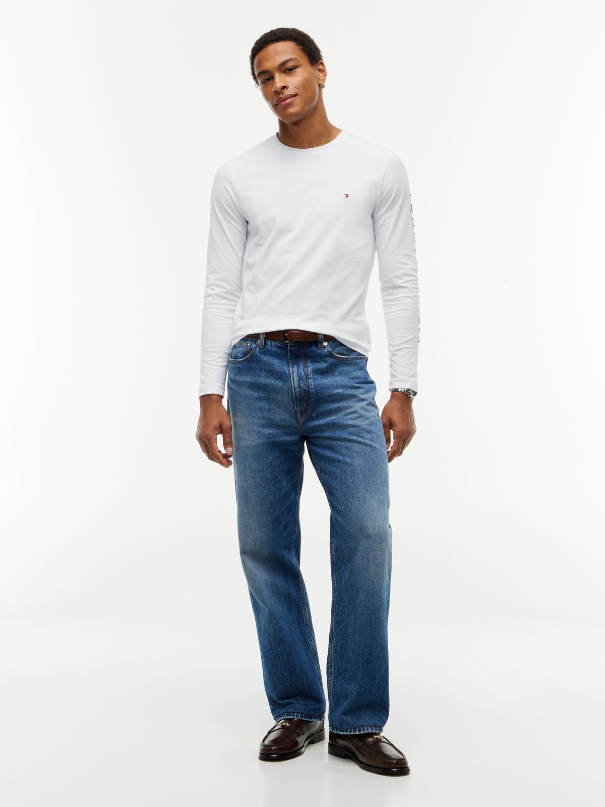Slim Logo Long Sleeve T-Shirt — White