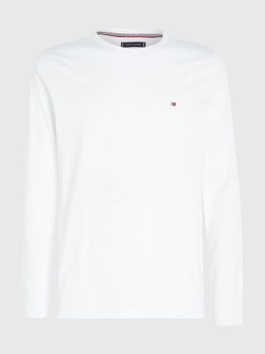 | Tommy Fit | Langarmshirt mit Weiß Hilfiger Logo Slim