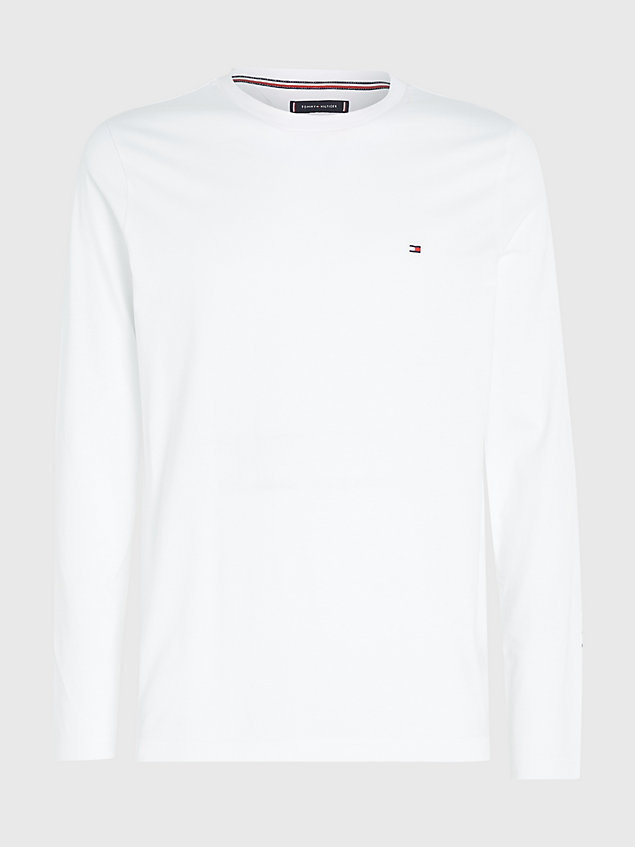 camiseta de manga larga y corte slim con logo white de hombre tommy hilfiger
