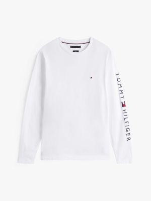 weiß slim fit langarmshirt für herren - tommy hilfiger