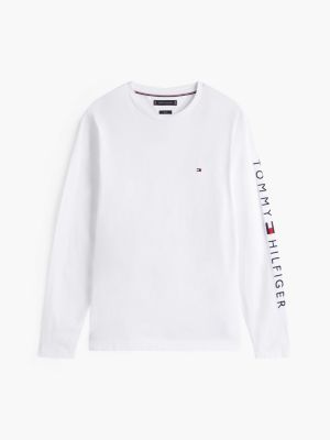 white slim long sleeve t-shirt for men tommy hilfiger