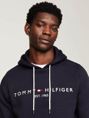 blau logo-hoodie aus flex-fleece für herren - tommy hilfiger