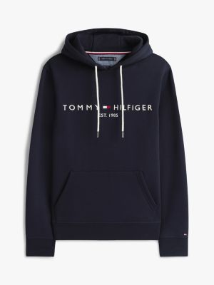 blue logo flex fleece hoody for men tommy hilfiger