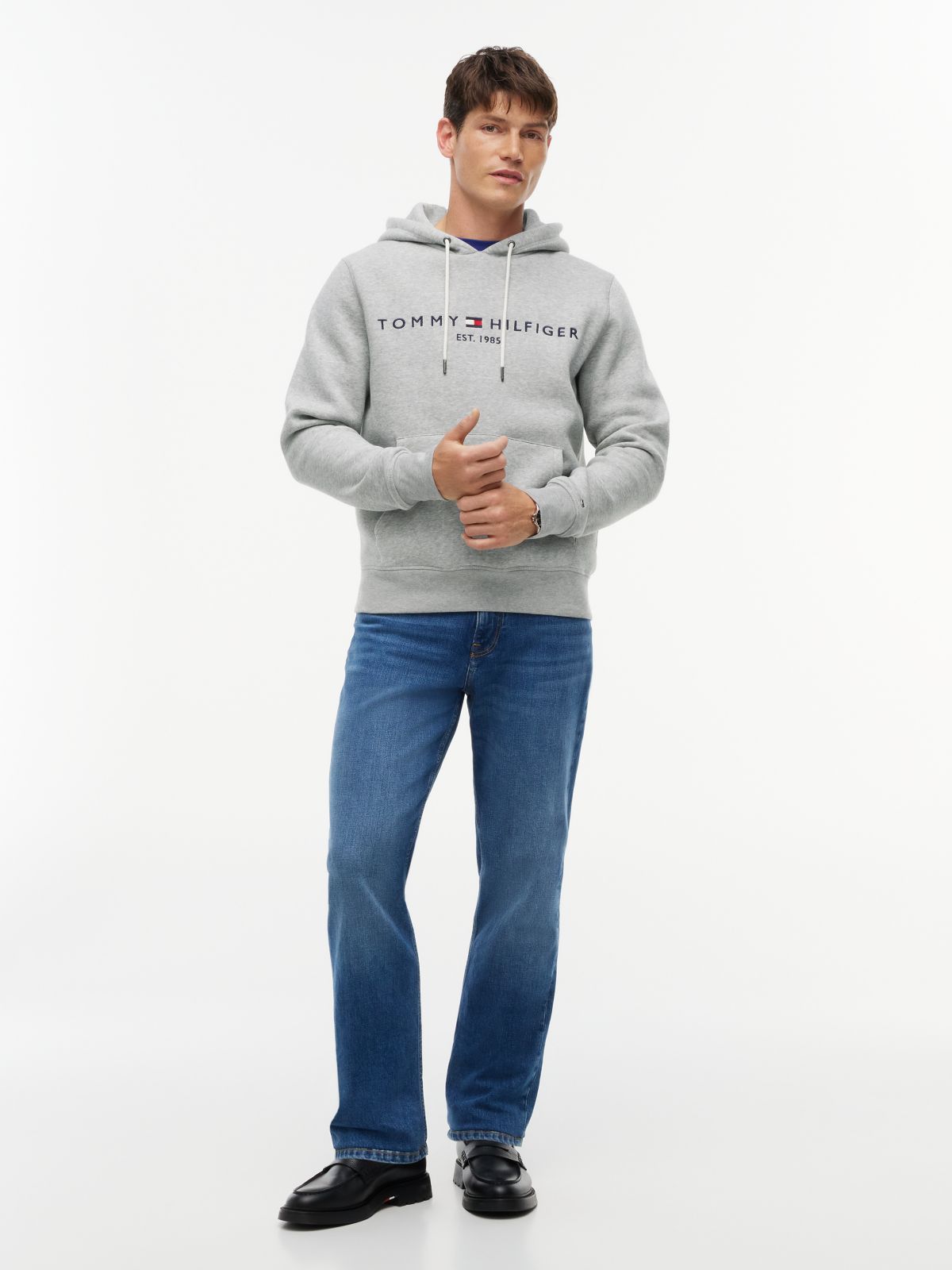 Logo Flex Fleece Hoody — Grey