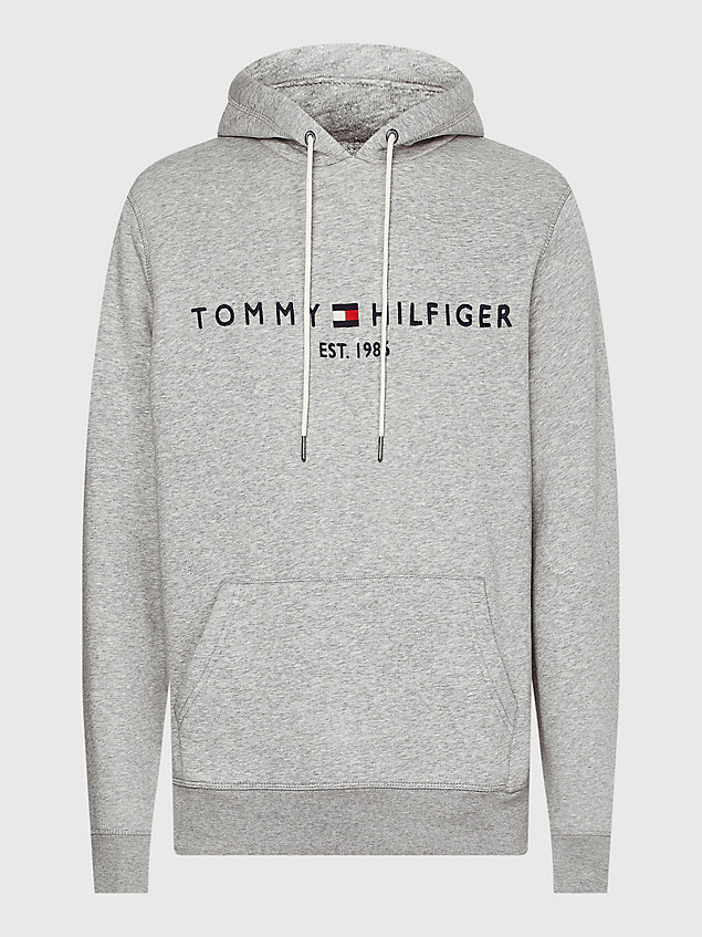 grey logo-hoodie aus flex-fleece für herren - tommy hilfiger