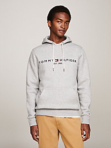 grau logo-hoodie aus flex-fleece für herren - tommy hilfiger