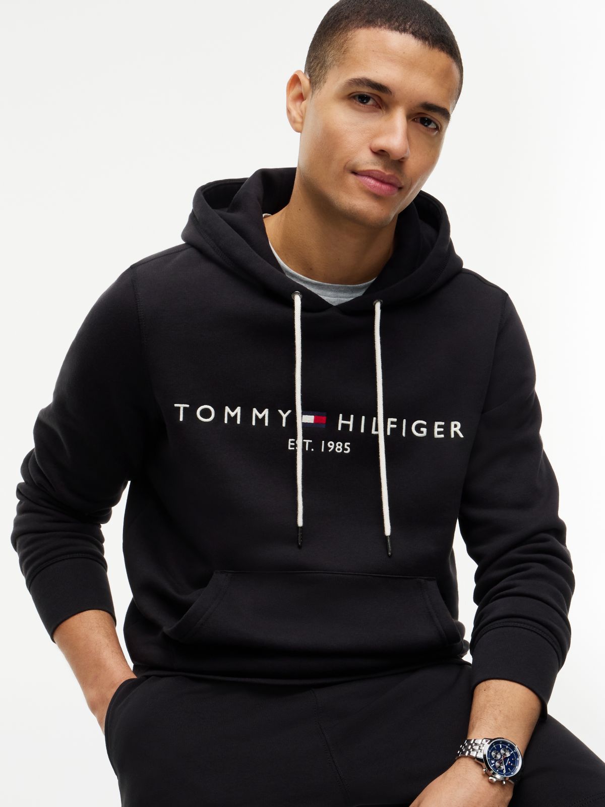Logo Flex Fleece Hoody — Black