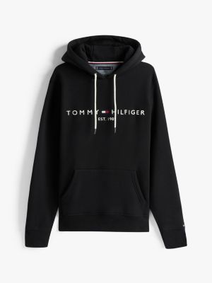 black logo flex fleece hoody for men tommy hilfiger