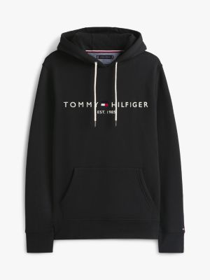 black logo flex fleece hoody for men tommy hilfiger