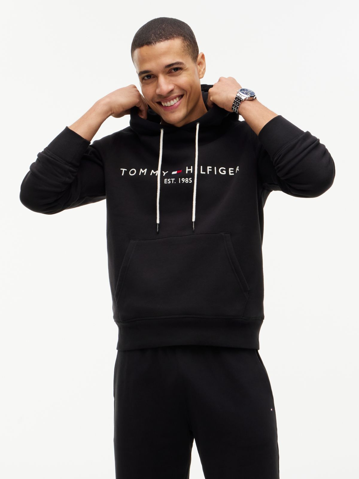 Logo Flex Fleece Hoody — Black