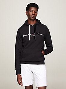 schwarz logo-hoodie aus flex-fleece für men - tommy hilfiger