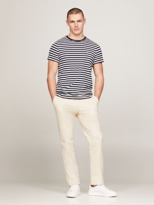 blue extra slim fit t-shirt mit aufgestickter flag für herren - tommy hilfiger