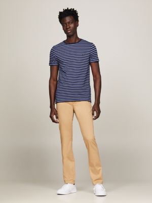 blue extra slim fit t-shirt mit aufgestickter flag für herren - tommy hilfiger