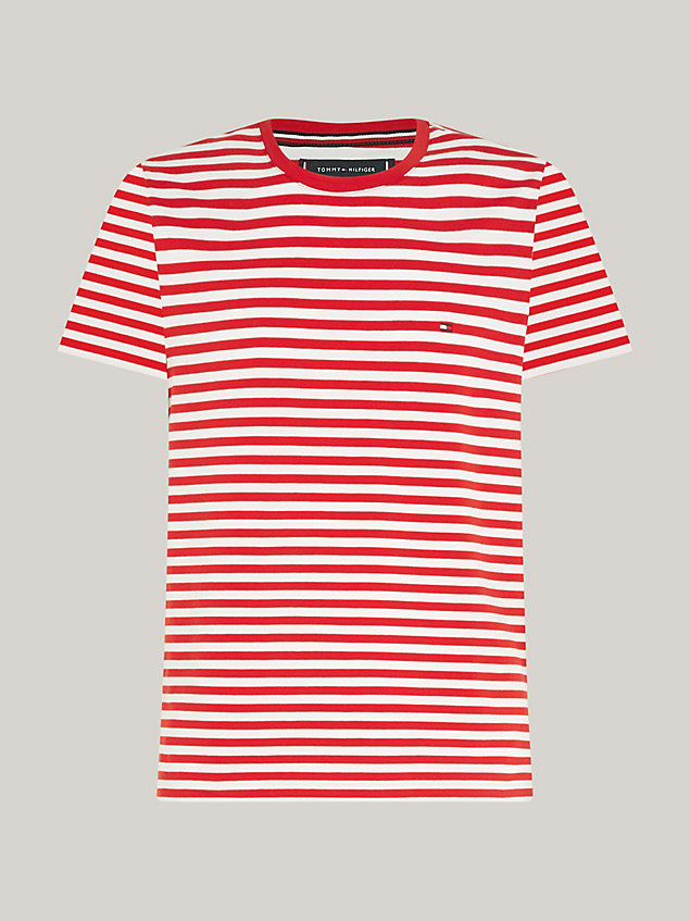 red extra slim fit t-shirt met geborduurde vlag voor heren - tommy hilfiger