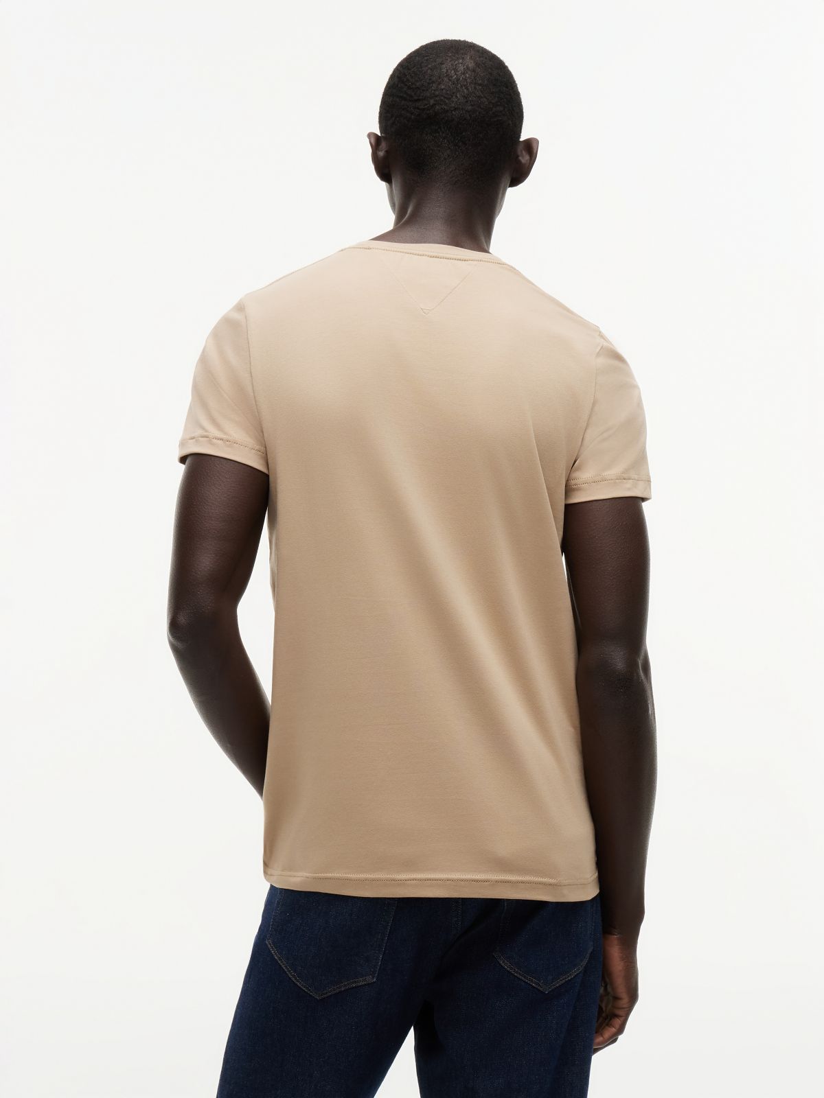 Flag Embroidery Slim Jersey T-Shirt — Khaki