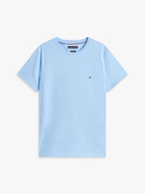 blau slim fit t-shirt aus stretch-baumwolle für herren - tommy hilfiger