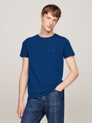 blue slim fit t-shirt met stretch voor heren - tommy hilfiger