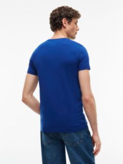 Flag Embroidery Slim Jersey T-Shirt — Blue 4