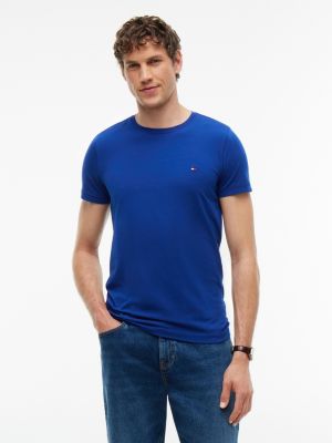 blue flag embroidery slim jersey t-shirt for men tommy hilfiger