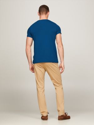 Flag Embroidery Extra Slim Fit T-Shirt | Blue | Tommy Hilfiger