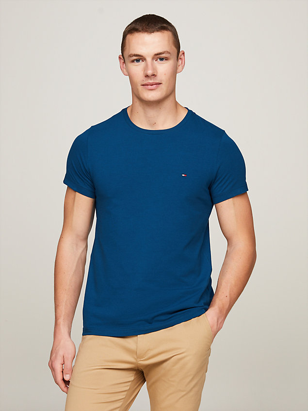 blue crew neck extra slim fit t-shirt for men tommy hilfiger