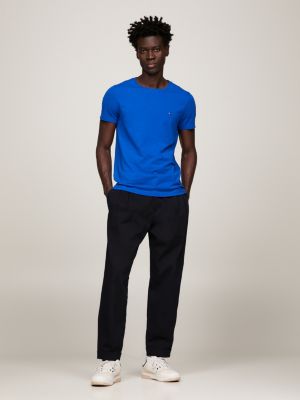 T-Shirt Slim Rundhalsausschnitt | Fit mit Extra | Blau Hilfiger Tommy