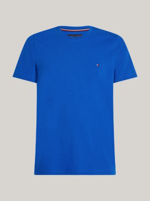 | T-Shirt Extra Rundhalsausschnitt Slim Blau Hilfiger | Tommy Fit mit