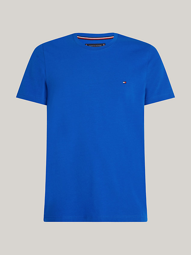 blue extra slim fit t-shirt met geborduurde vlag voor heren - tommy hilfiger