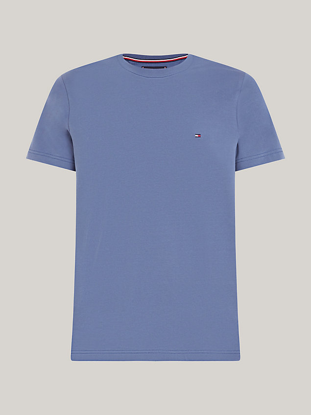 blue extra slim fit t-shirt mit aufgestickter flag für herren - tommy hilfiger