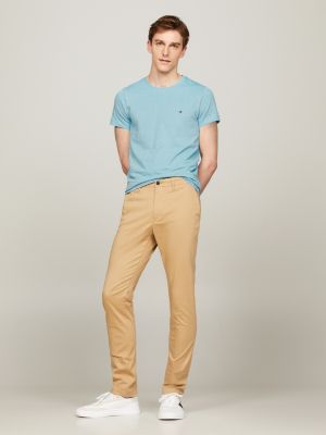 blue extra slim fit t-shirt mit aufgestickter flag für herren - tommy hilfiger