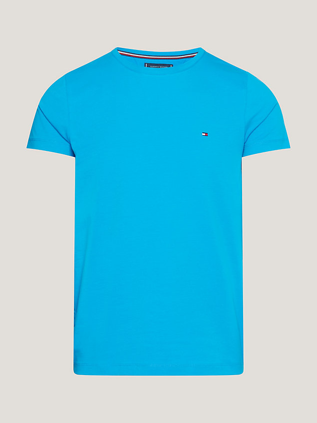 t-shirt extra slim fit con bandierina blue da uomo tommy hilfiger