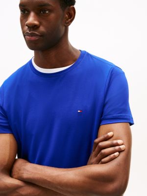 blue flag embroidery slim t-shirt for men tommy hilfiger