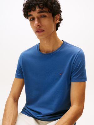 blue flag embroidery slim t-shirt for men tommy hilfiger