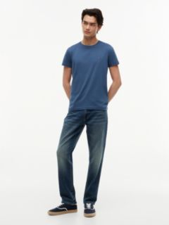 Flag Embroidery Slim Jersey T-Shirt — Blue 2