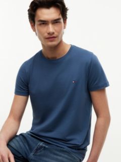Flag Embroidery Slim Jersey T-Shirt — Blue 3