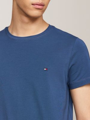 blue flag embroidery slim t-shirt for men tommy hilfiger