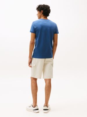 t-shirt slim fit stretch blu da uomini tommy hilfiger