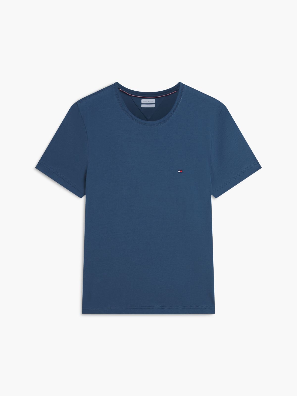 Flag Embroidery Slim Jersey T-Shirt — Blue