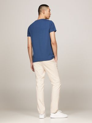 blue flag embroidery slim t-shirt for men tommy hilfiger