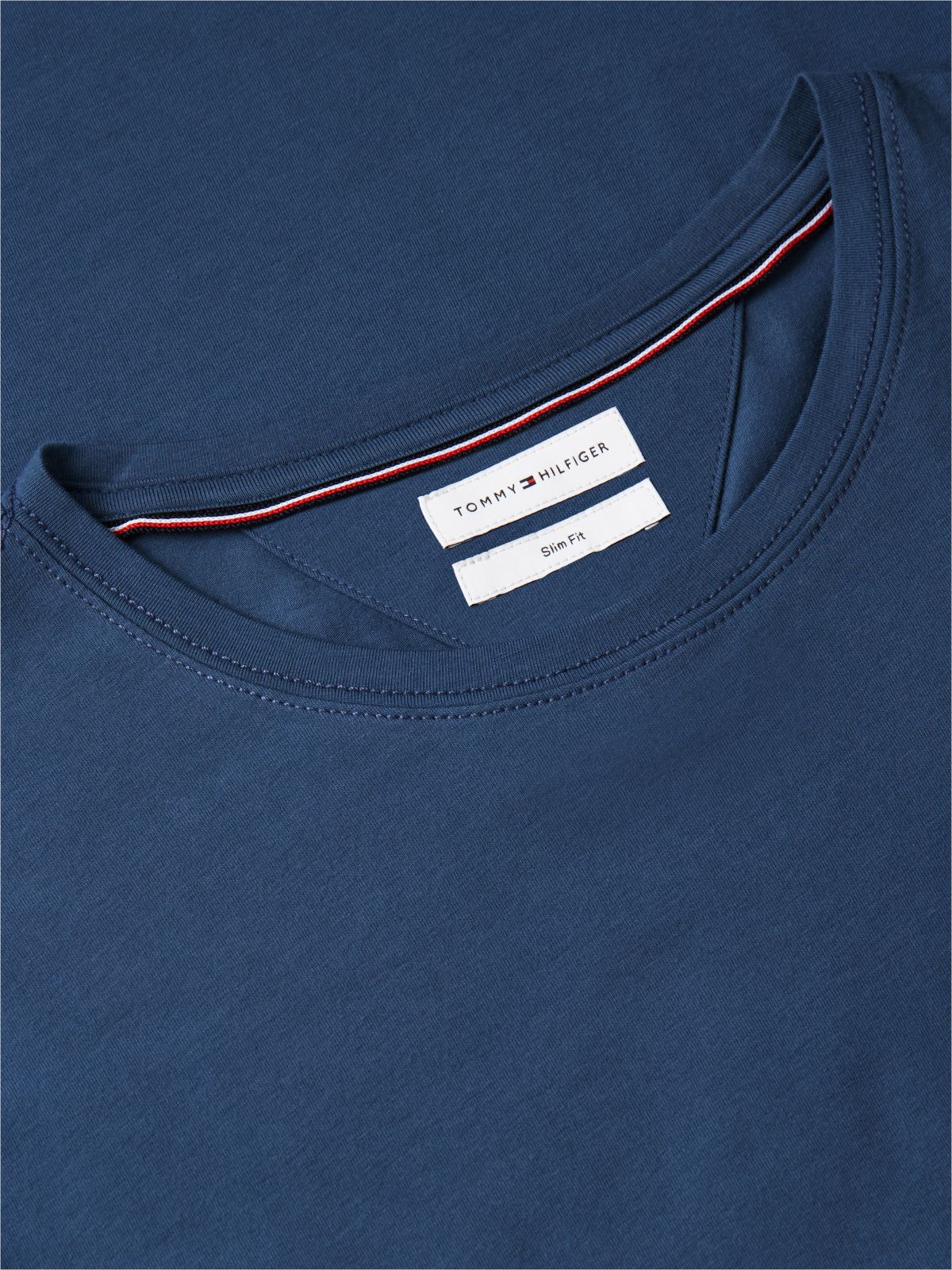 Flag Embroidery Slim Jersey T-Shirt — Blue