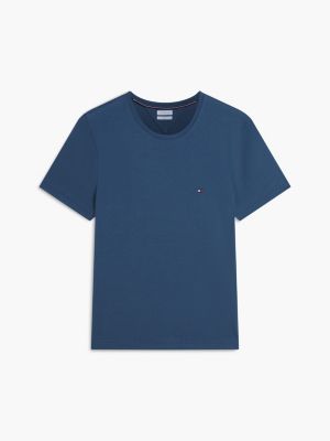 blau slim fit rundhals-t-shirt für herren - tommy hilfiger