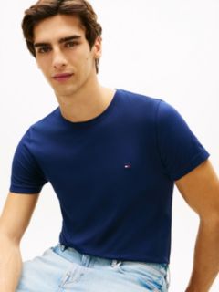 Flag Embroidery Slim Jersey T-Shirt — Blue 2