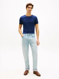 Flag Embroidery Slim Jersey T-Shirt — Blue 3