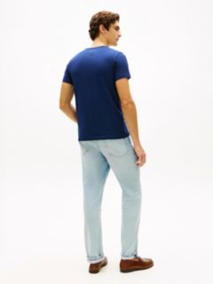 Flag Embroidery Slim Jersey T-Shirt — Blue 4