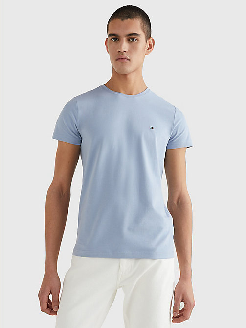 blue flag embroidery slim fit t-shirt for men tommy hilfiger