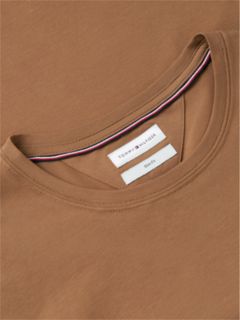 Flag Embroidery Slim Jersey T-Shirt — Brown 6