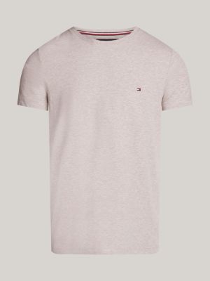 t-shirt slim fit stretch bianco da uomini tommy hilfiger