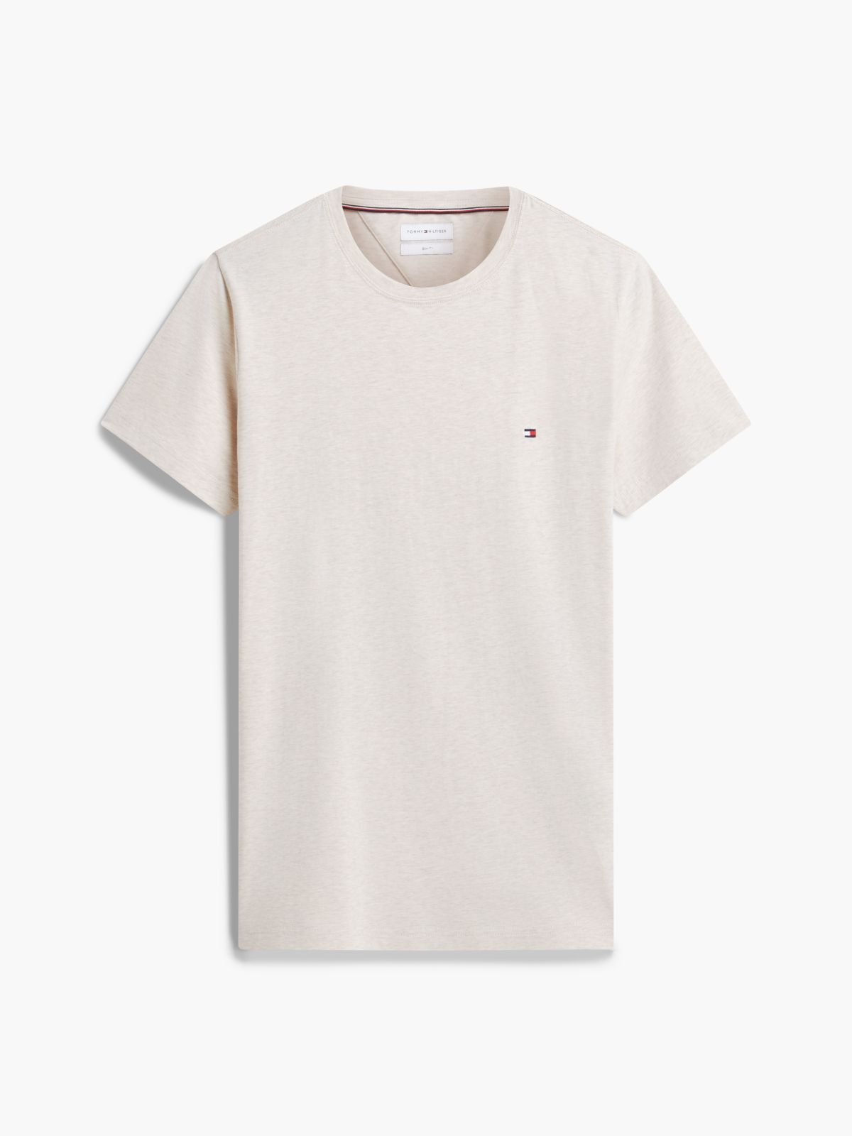 Flag Embroidery Slim Jersey T-Shirt — Beige
