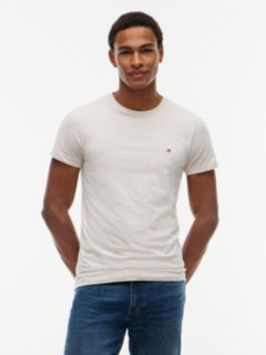 Flag Embroidery Slim Jersey T-Shirt — Beige 1